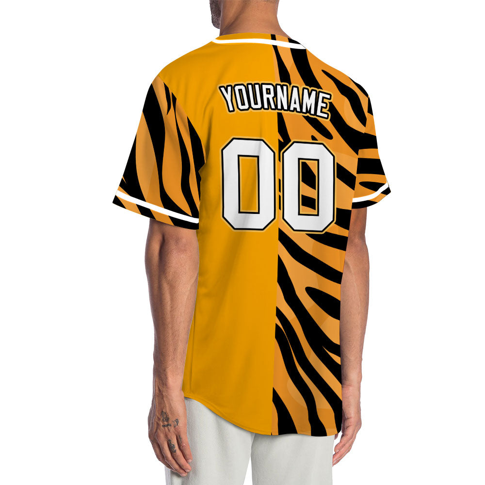 Custom Orange Tiger White Edge Baseball Jersey