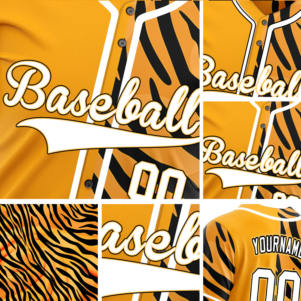 Custom Orange Tiger White Edge Baseball Jersey
