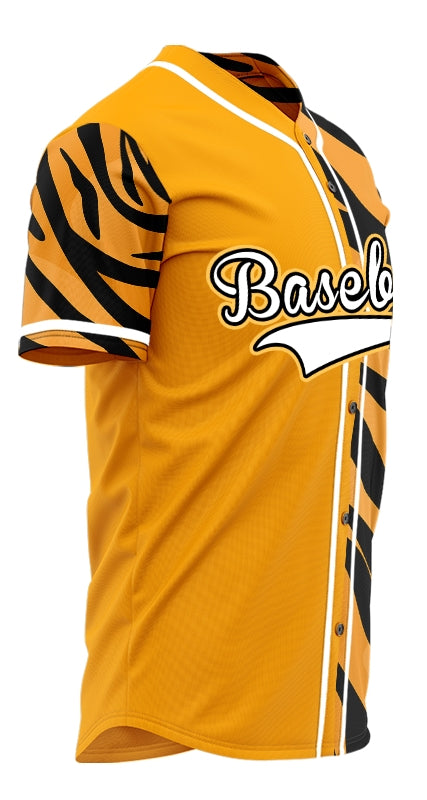 Custom Orange Tiger White Edge Baseball Jersey