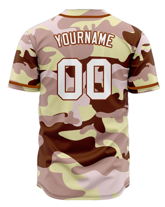 Custom Pink Brown Yellow Baseball Jersey