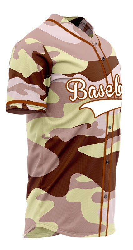 Custom Pink Brown Yellow Baseball Jersey