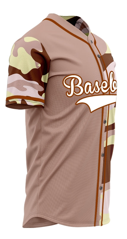 Custom Pink Brown Yellow Half Baseball Jersey