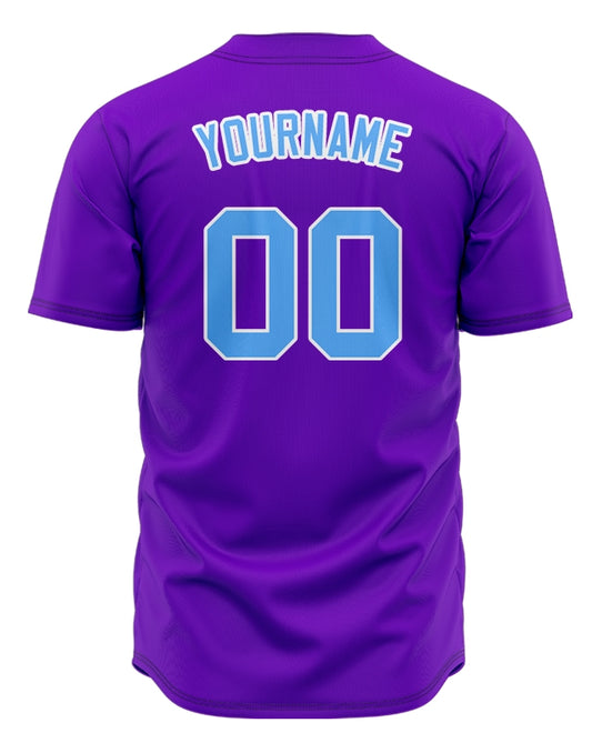 Custom Purple And Blue Basaball Jersey