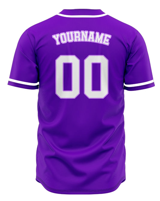 Custom Purple And White Baseball Jersey