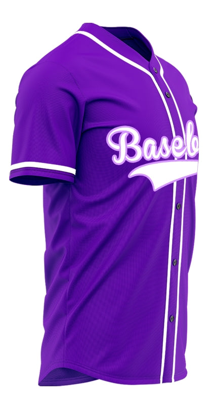 Custom Purple And White Baseball Jersey