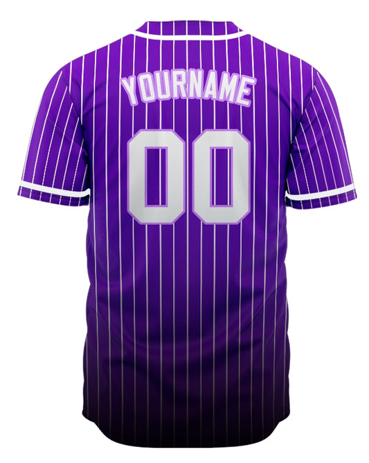 Custom Purple And White Vertical Lines Baseball Jersey