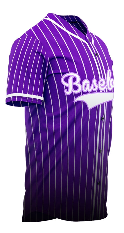 Custom Purple And White Vertical Lines Baseball Jersey