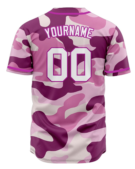 Custom Purple Pink Camouflage Baseball Jersey