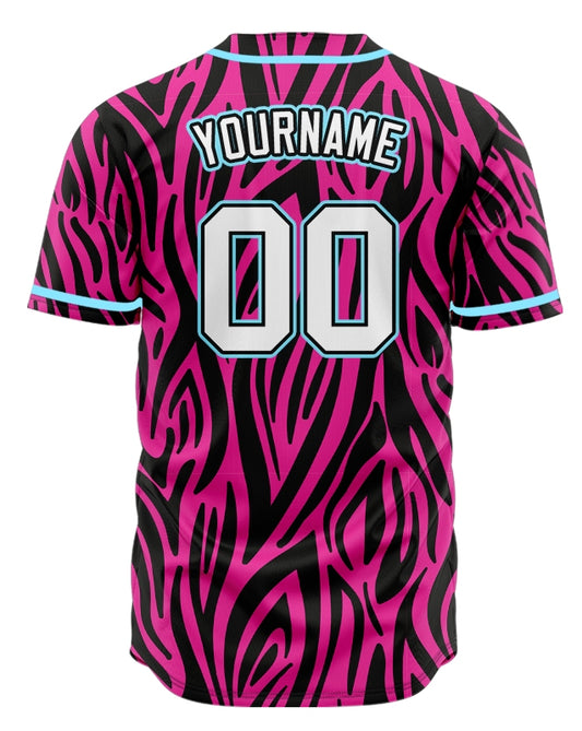 Custom Purple Stripes And Blue Edges Baseball Jersey