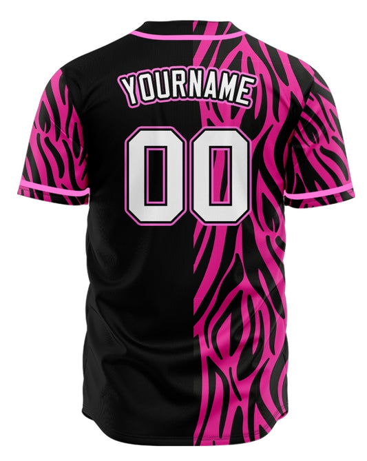 Custom Purple Stripes Half Black Baseball Jersey