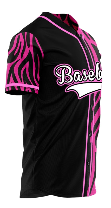 Custom Purple Stripes Half Black Baseball Jersey