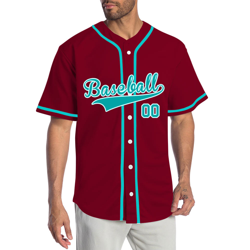 Custom Red And Blue Baseball Jersey