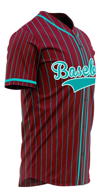 Custom Red And Blue Vertical Lines Baseball Jersey