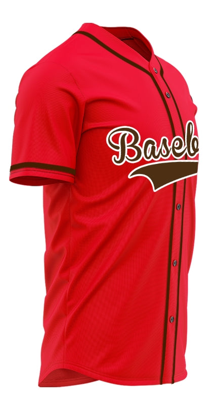 Custom Red And Brown Baseball Jersey