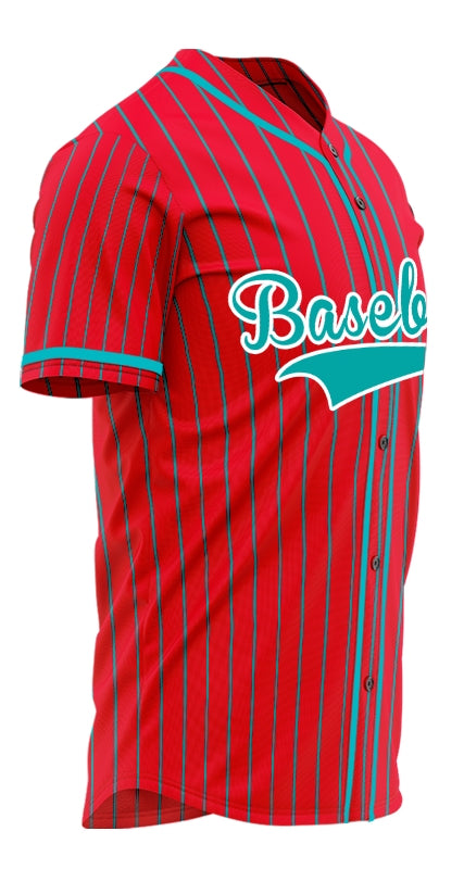 Custom Red And Dark Green Lines Baseball Jersey