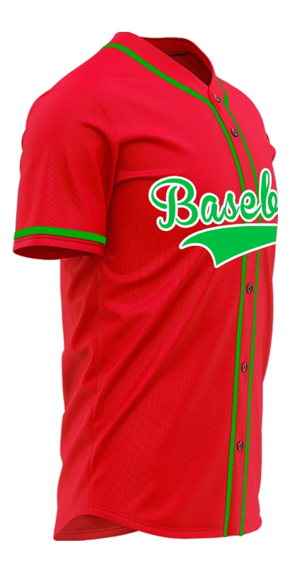 Custom Red And Green Baseball Jersey