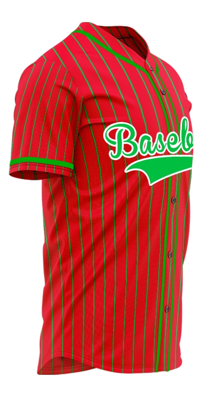 Custom Red And Green Vertical Lines Baseball Jersey