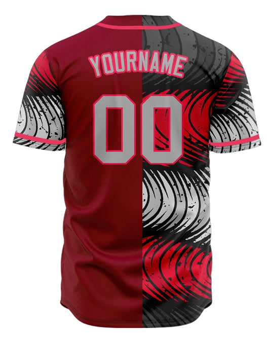 Custom Red And Ink Baseball Jersey