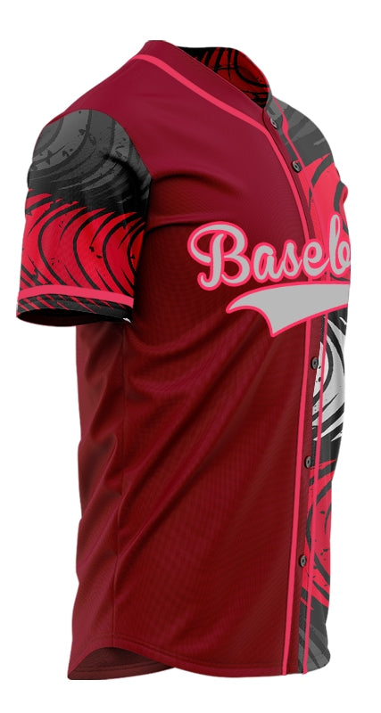 Custom Red And Ink Baseball Jersey