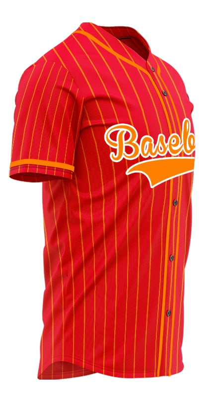 Custom Red And Orange Vertical Lines Baseball Jersey