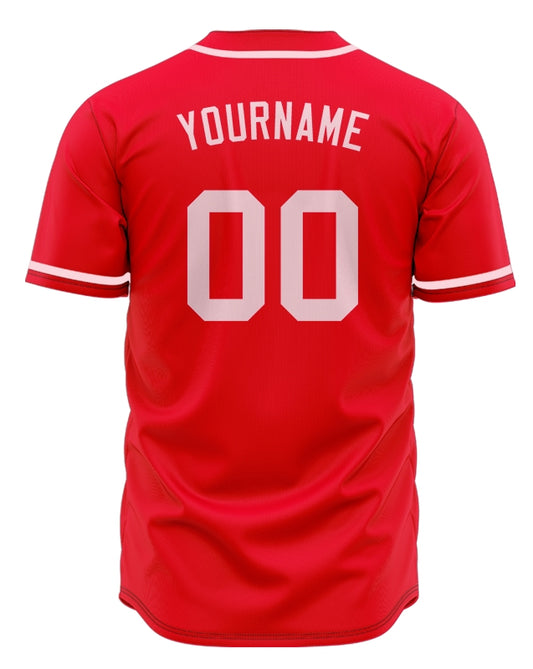 Custom Red And Pink Baseball Jersey