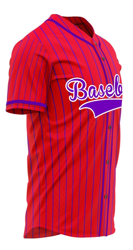 Custom Red And Purple Vertical Lines Baseball Jersey