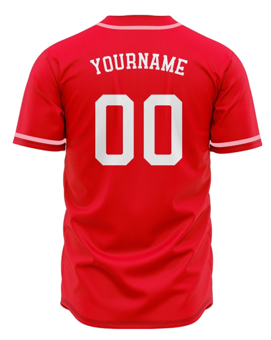 Custom Red And White Baseball Jersey