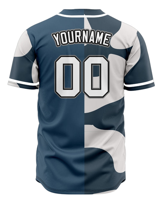 Custom White And Half Dark Grey Baseball Jersey