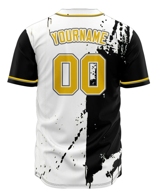 Custom Yellow And Black Ink Baseball Jersey