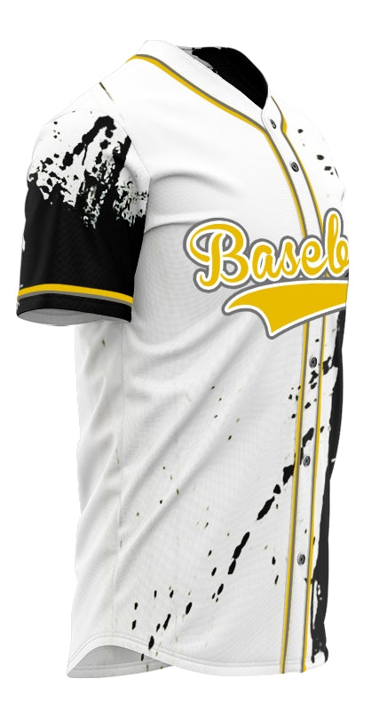 Custom Yellow And Black Ink Baseball Jersey