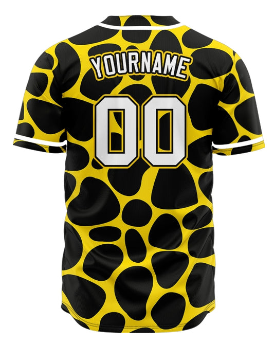 Custom Yellow And Black Oval Baseball Jersey