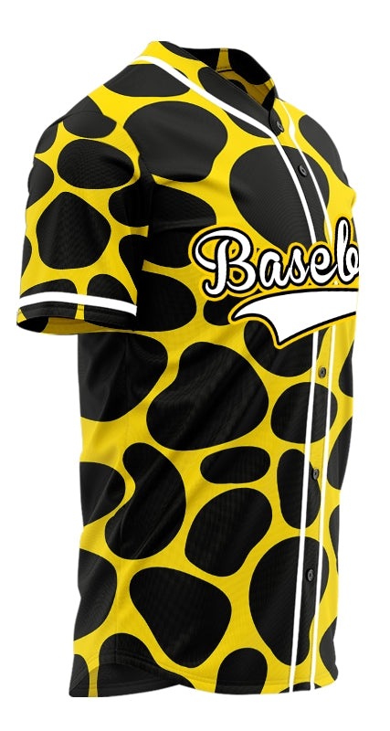 Custom Yellow And Black Oval Baseball Jersey