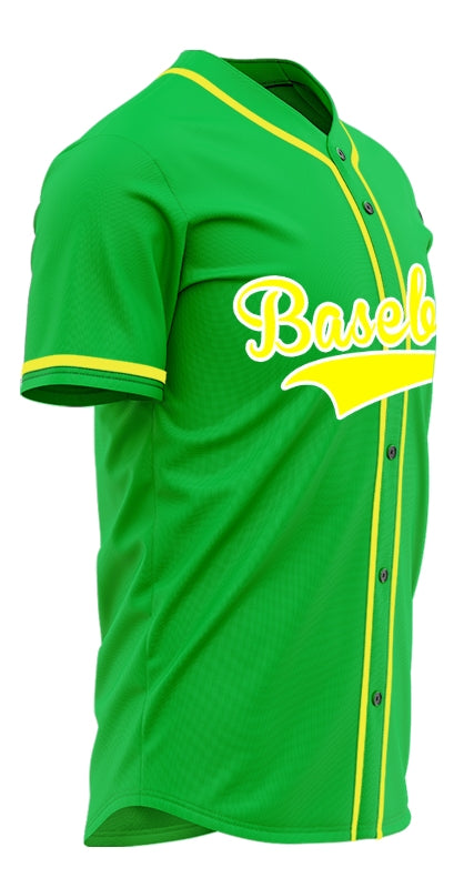 Custom Yellow And Green Baseball Jersey