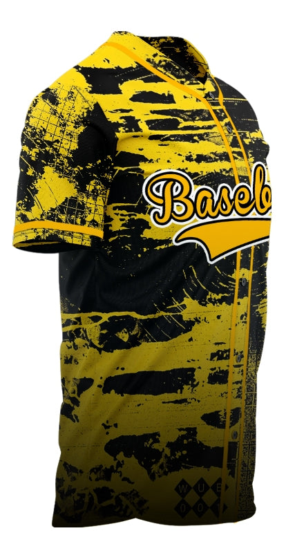 Custom Yellow Black Ink Baseball Jersey