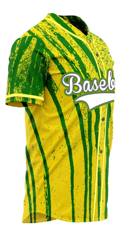 Custom Yellow Green Vertical lines Baseball Jersey