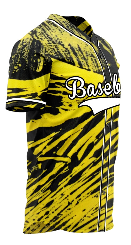 Custom Yellow Leopard And Black Baseball Jersey