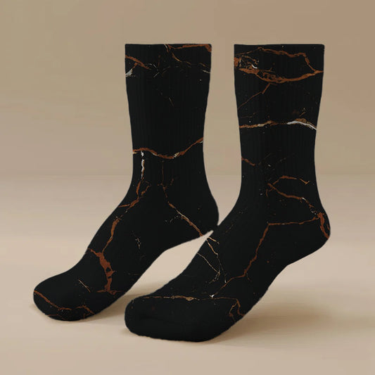 Custom Black & Gold Marble Pattern Baseball Socks
