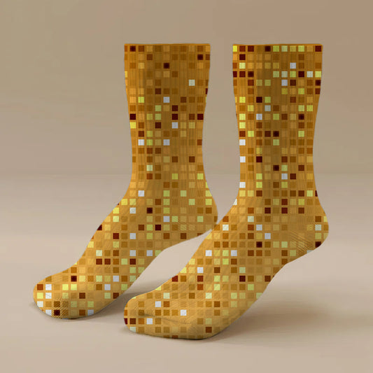 Custom Golden Mosaic Pattern Baseball Socks