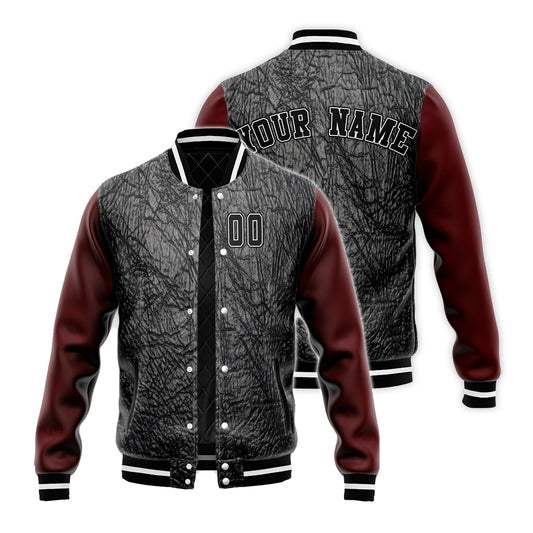 Custom Black Wrinkle Pattern Baseball Jacket