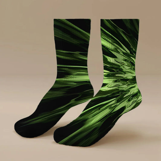 Custom Black & Green Energy Burst Baseball Socks