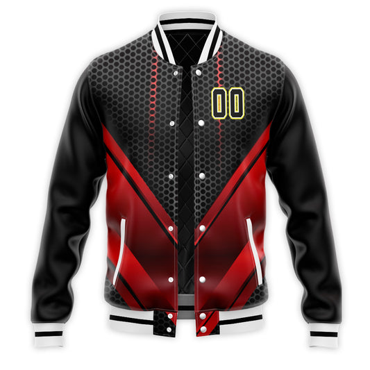 Custom Red V-Tech Graphic Baseball Jacket