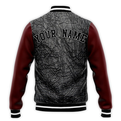 Custom Black Wrinkle Pattern Baseball Jacket