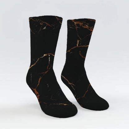 Custom Black & Gold Marble Pattern Baseball Socks