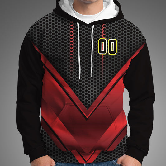 Red V Chevron Custom Baseball Hoodie