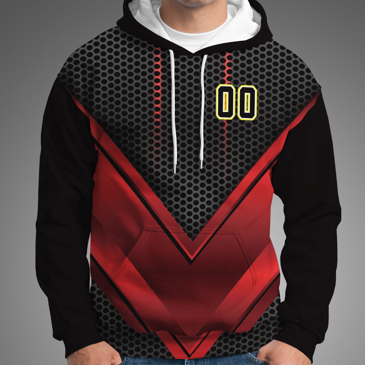 Red V Chevron Custom Baseball Hoodie