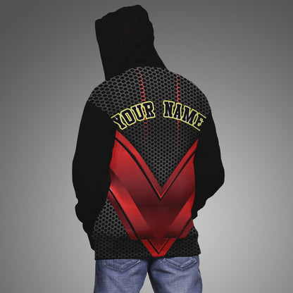 Red V Chevron Custom Baseball Hoodie