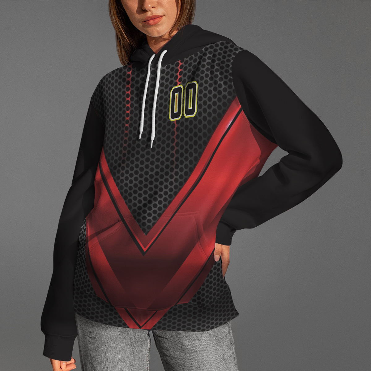 Red V Chevron Custom Baseball Hoodie