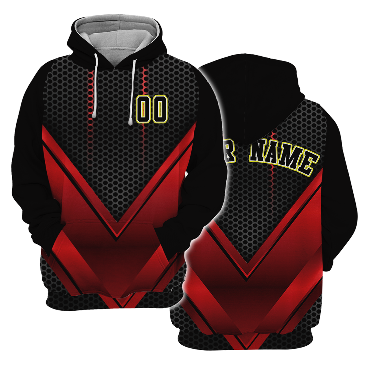 Red V Chevron Custom Baseball Hoodie
