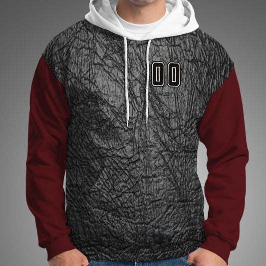 Textured Black & Red Custom Baseball Hoodie