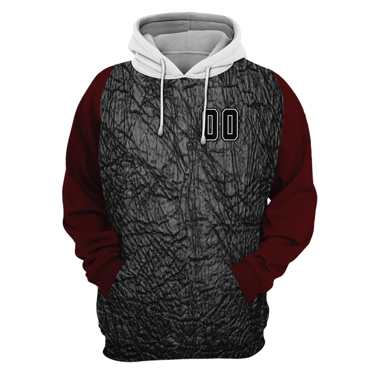 Textured Black & Red Custom Baseball Hoodie